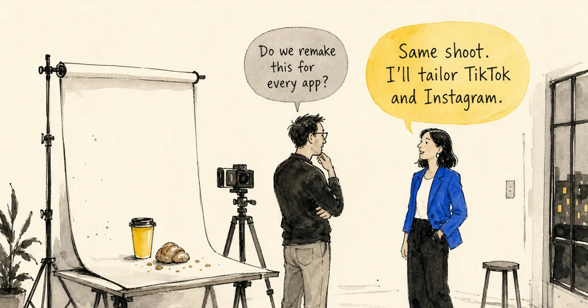 A social media manager adapts one shoot for TikTok and Instagram instead of remaking it for every platform.